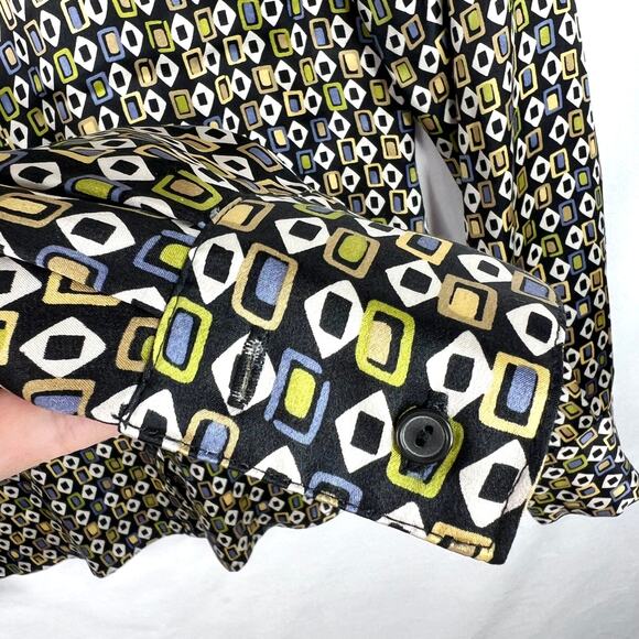 Vintage Express Silk Funky Pattern 100% Silk Button Down Small - Picture 6 of 9